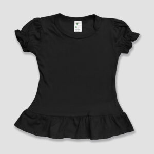 Toddler Girls Short Sleeve Ruffle T-Shirts – Polyester Cotton Blend