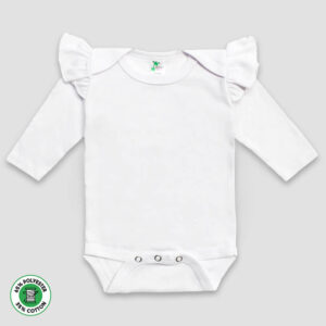 Baby Girls Long Sleeve One-Piece Onesies with Flutter Sleeve - Polyester-Cotton Blend