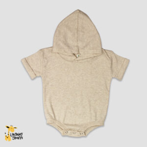 Luxe Rolled Short Sleeve Hooded Bubble Rompers – Polyester-Cotton Blend