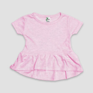 Luxe Baby Girls Short Sleeve Peplum Tops - Pink - Polyester-Cotton Blend