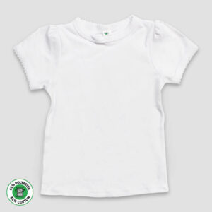 Youth Girls T-Shirt with Scallop Trim – Short Sleeve - Polyester Cotton Blend