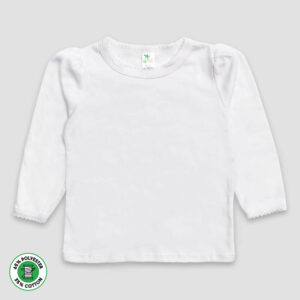 Youth Girls Scallop T-Shirt Long Sleeve - Polyester Cotton Blend