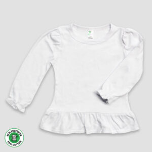 Toddler Girls' Long Sleeve Ruffle T-Shirts - Polyester Cotton Blend