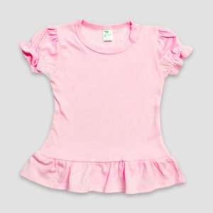 Youth Girls Short Sleeve Ruffle T-Shirts – Polyester Cotton Blend