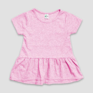 Toddler Girls' Short Sleeve Peplum Tops - Heather Gray - Polyester Cotton Blend