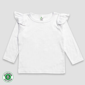 Youth Girls Long Sleeve Flutter T-Shirt – Polyester Cotton Blend