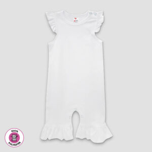 Baby Girls Flutter Sleeve Jumpsuits With Ruffles – 100% Polyester