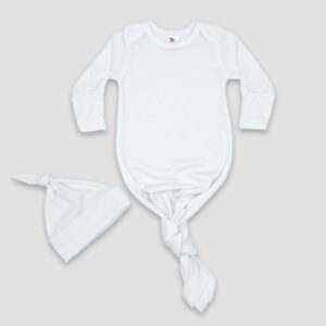 Knotted Baby Gown and Hat Set - 100% Polyester