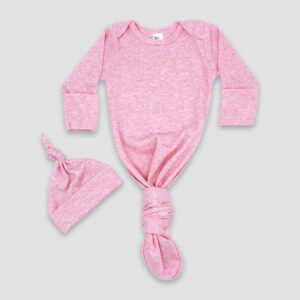 Luxe Knotted Baby Gown and Hat Set — Polyester Cotton Blend