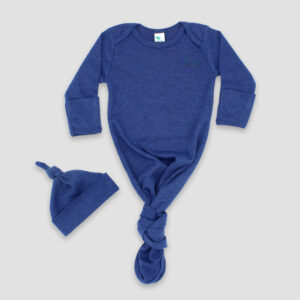 Luxe Knotted Baby Gown and Hat Set — Polyester Cotton Blend