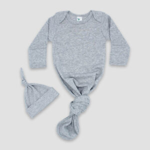 Luxe Knotted Baby Gown and Hat Set — Polyester Cotton Blend
