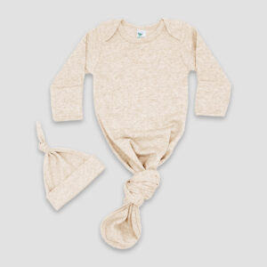 Luxe Knotted Baby Gown and Hat Set — Polyester Cotton Blend