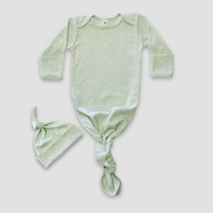 Luxe Knotted Baby Gown and Hat Set — Polyester Cotton Blend
